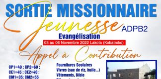 Jeunesse : sortie missionnaire à kobatroko/Lakota du 03/11 au 06/11/2022