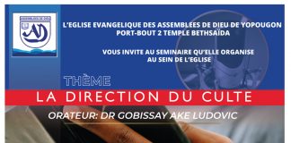 Séminaire de formation sur la direction du culte du 05 au 07 septembre 2023
