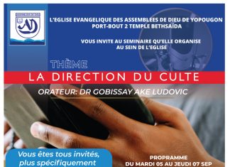 Séminaire de formation sur la direction du culte du 05 au 07 septembre 2023