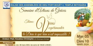 SEMAINE D’ACTIONS DE GRÂCES AU TEMPLE BETHSAÏDA SEMAINE D'ACTIONS DE GRÂCES AU TEMPLE BETHSAÏDA